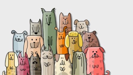 disegno di cani colorati tutti insieme
