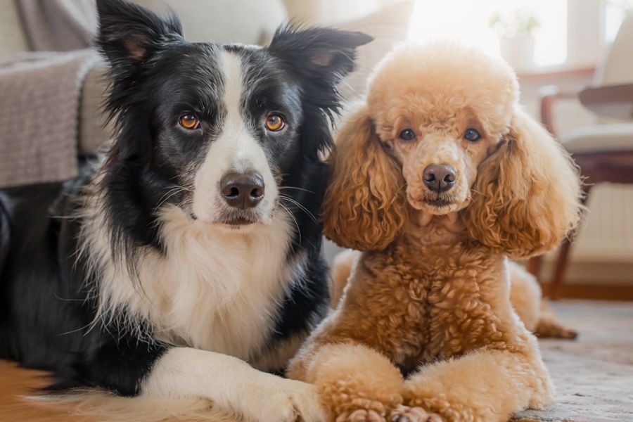 Confronto tra cane con pelo normale (Border Collie) e pelo a crescita continua (Barbone)